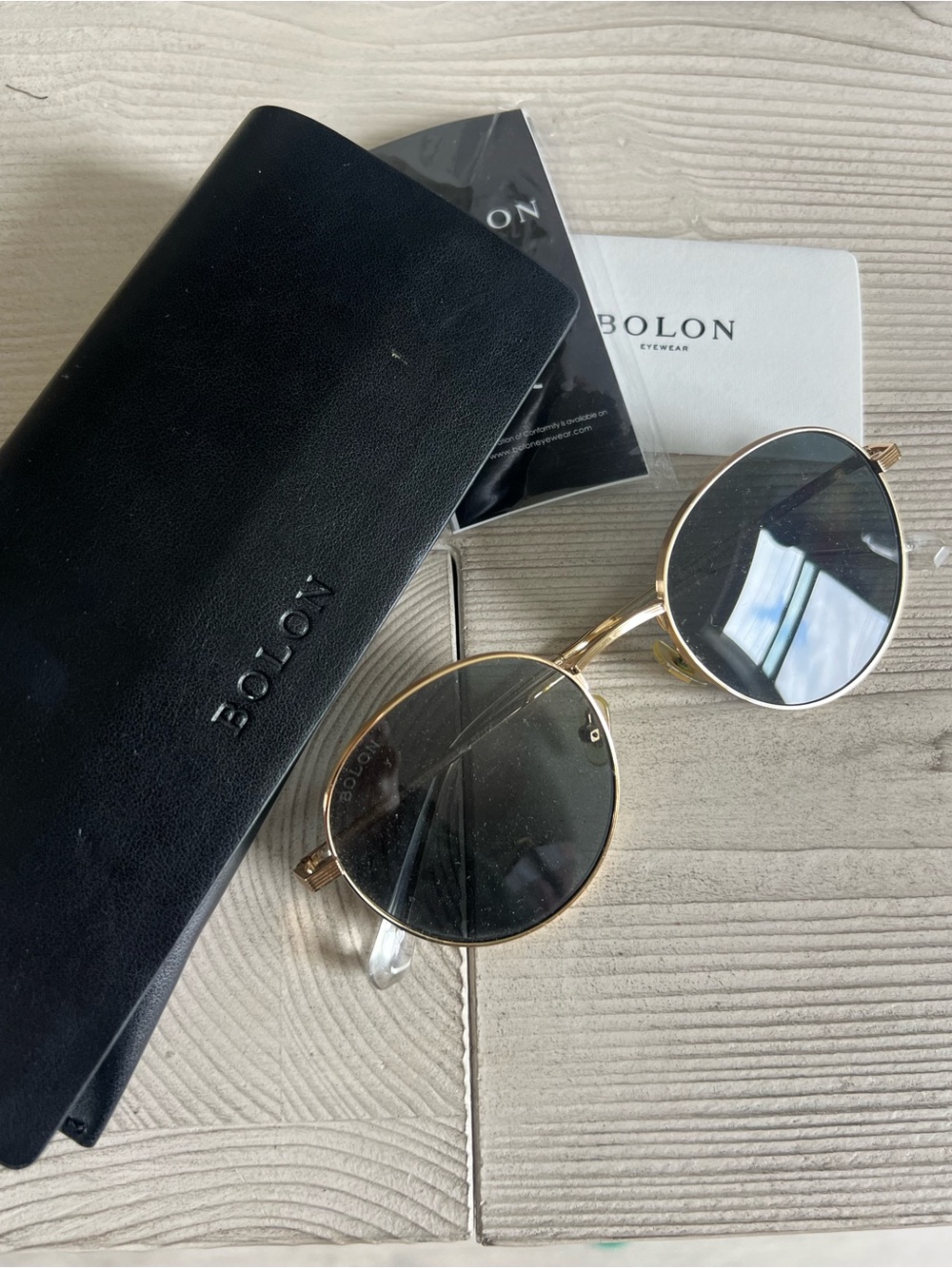 BOLON Women’s Round Sunglasses in Gold with Black Lenses